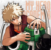 Art by Horikoshi of Bakugou working on his gauntlet.